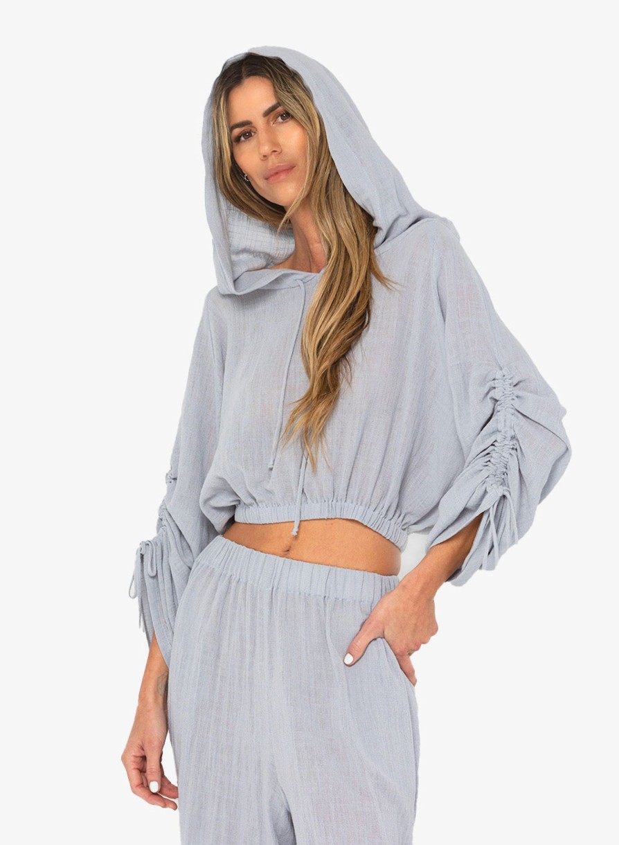 Tops Just Bee Queen | Grayson Hoodie Dusty Blue